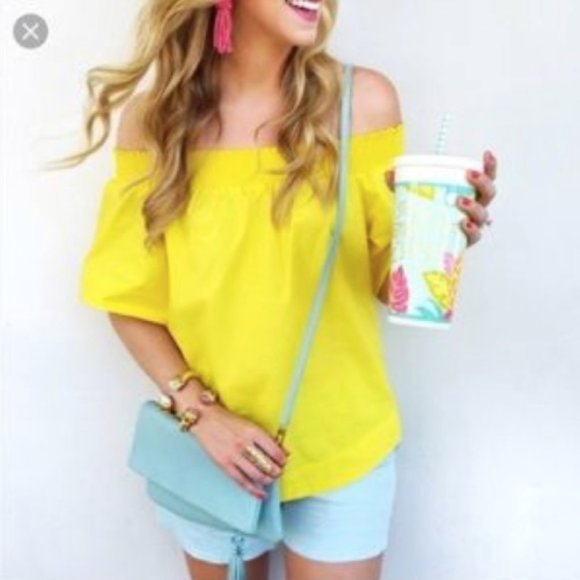 J. Crew Tops - J. CREW Women's Cotton Off the Shoulder Top Yellow